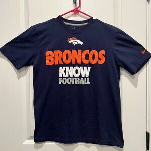 Nike NFL Team Apparel Denver Broncos Know Football Navy Blue T-Shirt Logo Medium